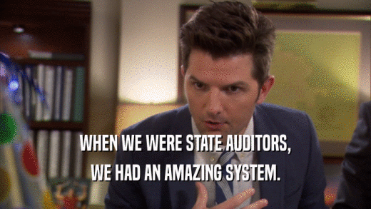 WHEN WE WERE STATE AUDITORS, WE HAD AN AMAZING SYSTEM. 