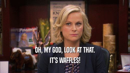 OH, MY GOD, LOOK AT THAT. IT'S WAFFLES! 