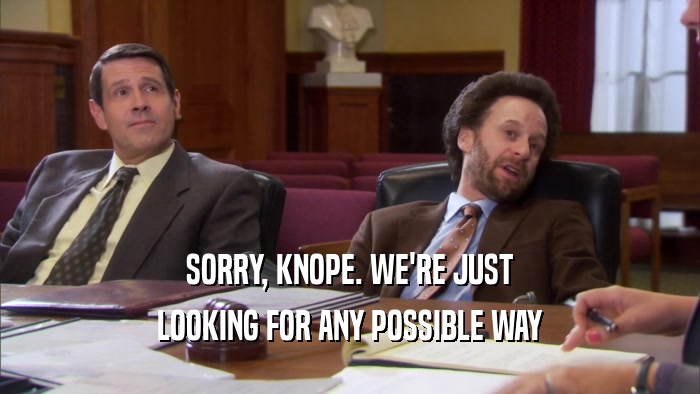 SORRY, KNOPE. WE'RE JUST LOOKING FOR ANY POSSIBLE WAY 