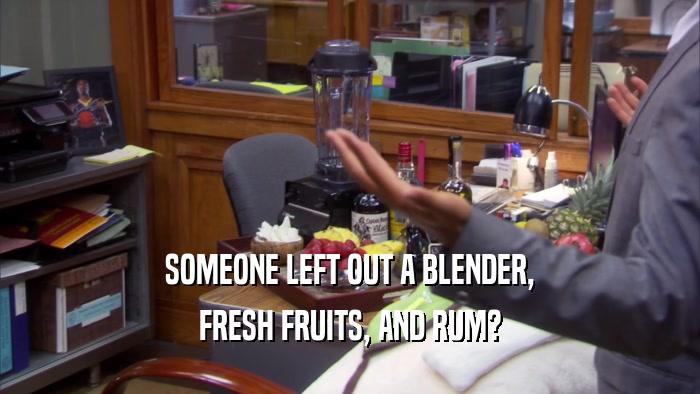 SOMEONE LEFT OUT A BLENDER, FRESH FRUITS, AND RUM? 