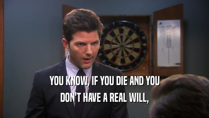YOU KNOW, IF YOU DIE AND YOU DON'T HAVE A REAL WILL, 