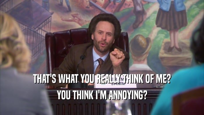 THAT'S WHAT YOU REALLY THINK OF ME? YOU THINK I'M ANNOYING? 