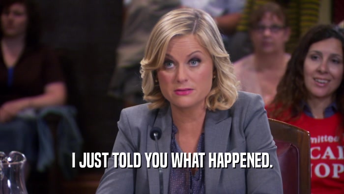 I JUST TOLD YOU WHAT HAPPENED.  