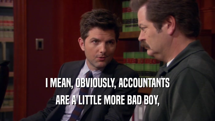 I MEAN, OBVIOUSLY, ACCOUNTANTS ARE A LITTLE MORE BAD BOY, 
