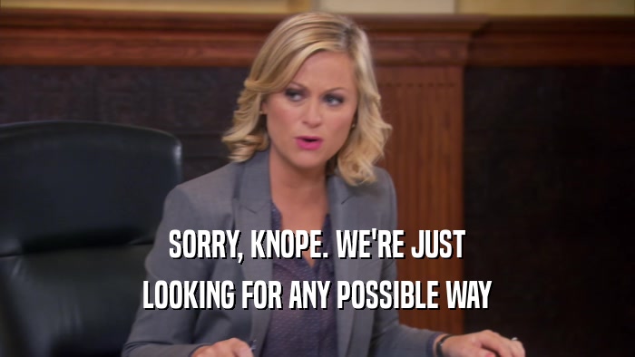 SORRY, KNOPE. WE'RE JUST LOOKING FOR ANY POSSIBLE WAY 