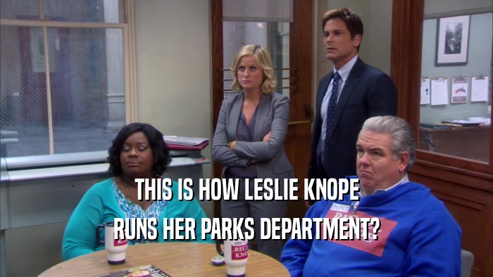 THIS IS HOW LESLIE KNOPE RUNS HER PARKS DEPARTMENT? 
