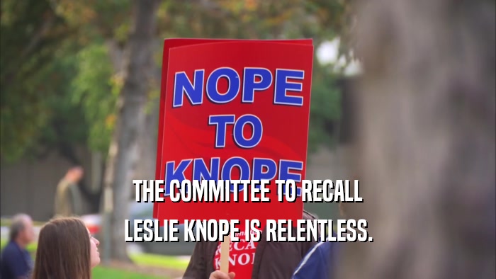 THE COMMITTEE TO RECALL LESLIE KNOPE IS RELENTLESS. 