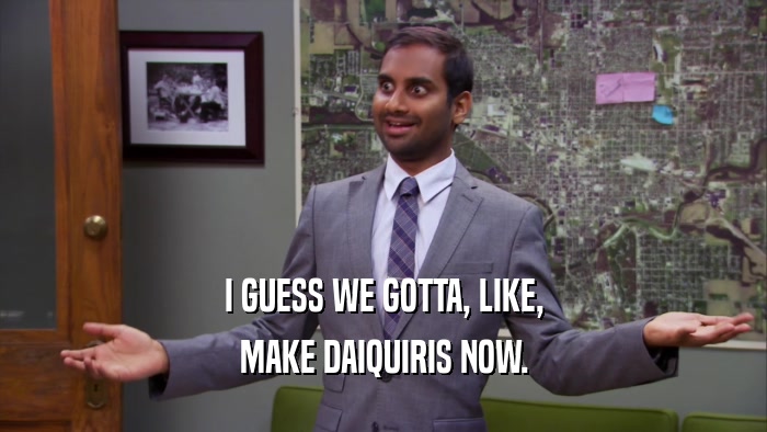 I GUESS WE GOTTA, LIKE, MAKE DAIQUIRIS NOW. 