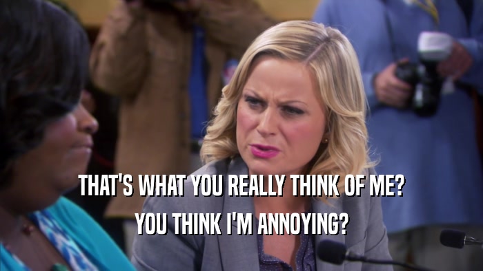THAT'S WHAT YOU REALLY THINK OF ME? YOU THINK I'M ANNOYING? 