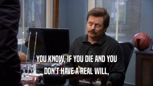YOU KNOW, IF YOU DIE AND YOU DON'T HAVE A REAL WILL, 