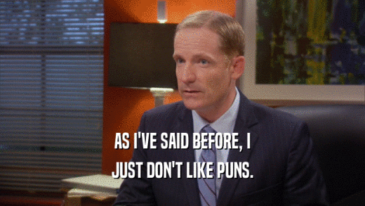 AS I'VE SAID BEFORE, I JUST DON'T LIKE PUNS. 