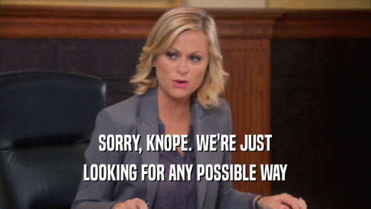 SORRY, KNOPE. WE'RE JUST LOOKING FOR ANY POSSIBLE WAY 