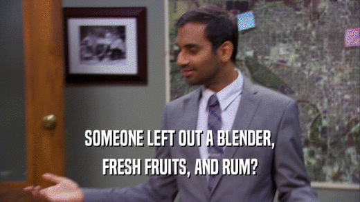 SOMEONE LEFT OUT A BLENDER, FRESH FRUITS, AND RUM? 