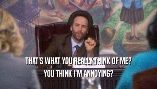 THAT'S WHAT YOU REALLY THINK OF ME? YOU THINK I'M ANNOYING? 