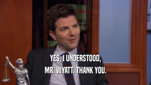 YES, I UNDERSTOOD, MR. WYATT. THANK YOU. 