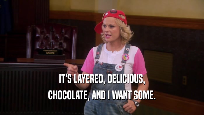 IT'S LAYERED, DELICIOUS, CHOCOLATE, AND I WANT SOME. 