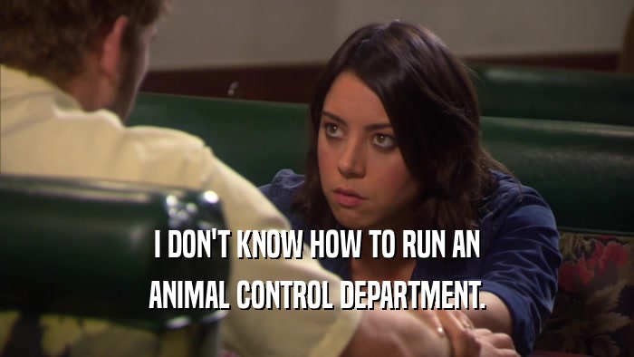 I DON'T KNOW HOW TO RUN AN ANIMAL CONTROL DEPARTMENT. 