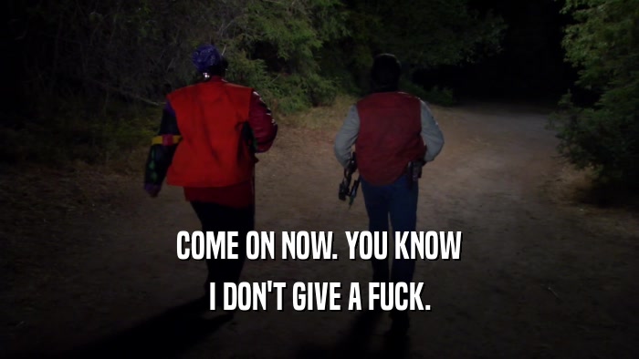 COME ON NOW. YOU KNOW I DON'T GIVE A FUCK. 