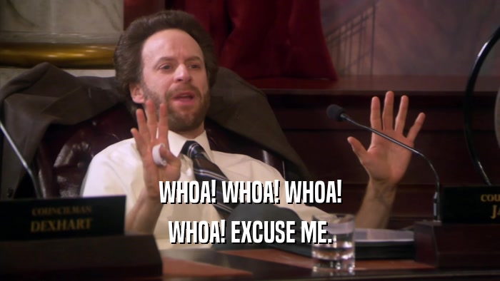 WHOA! WHOA! WHOA! WHOA! EXCUSE ME. 