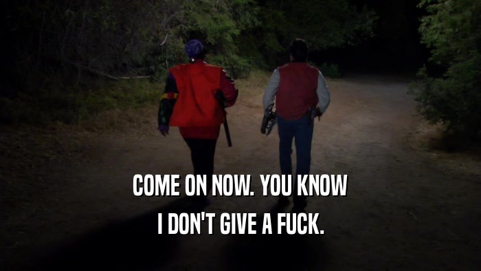 COME ON NOW. YOU KNOW I DON'T GIVE A FUCK. 