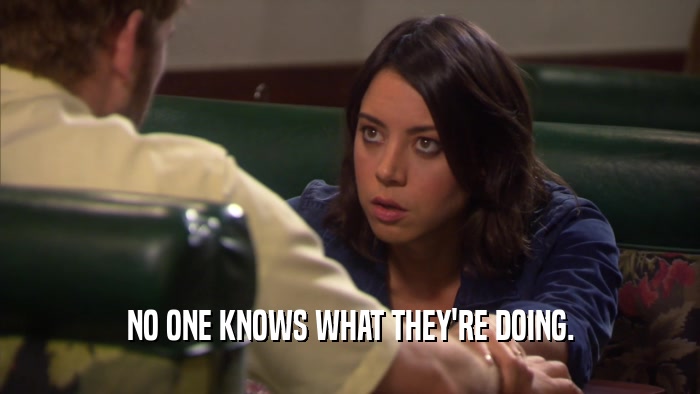 NO ONE KNOWS WHAT THEY'RE DOING.  