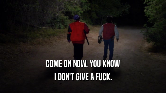 COME ON NOW. YOU KNOW I DON'T GIVE A FUCK. 