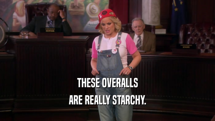 THESE OVERALLS ARE REALLY STARCHY. 
