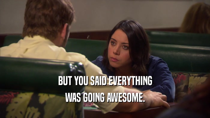 BUT YOU SAID EVERYTHING
 WAS GOING AWESOME.
 