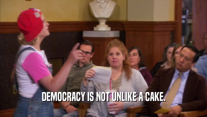 DEMOCRACY IS NOT UNLIKE A CAKE.  