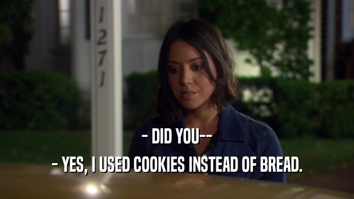 - DID YOU-- - YES, I USED COOKIES INSTEAD OF BREAD. 