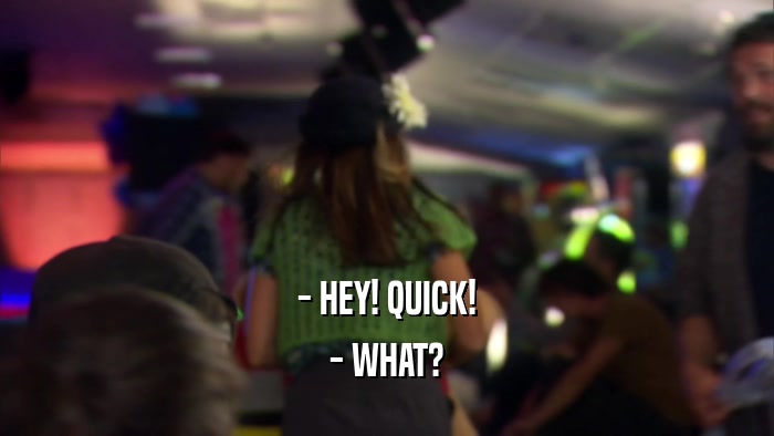 - HEY! QUICK! - WHAT? 