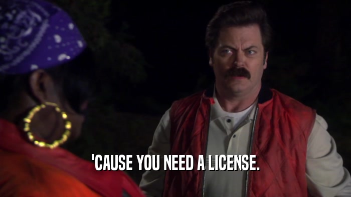 'CAUSE YOU NEED A LICENSE.  