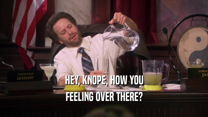 HEY, KNOPE, HOW YOU FEELING OVER THERE? 