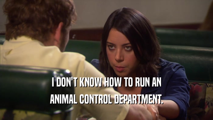 I DON'T KNOW HOW TO RUN AN ANIMAL CONTROL DEPARTMENT. 