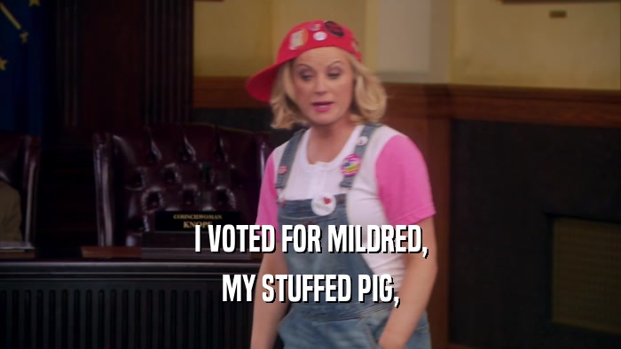 I VOTED FOR MILDRED, MY STUFFED PIG, 