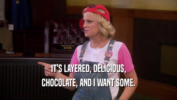 IT'S LAYERED, DELICIOUS, CHOCOLATE, AND I WANT SOME. 