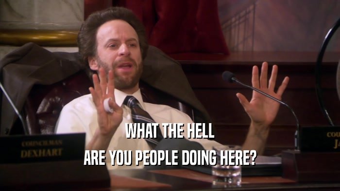 WHAT THE HELL ARE YOU PEOPLE DOING HERE? 