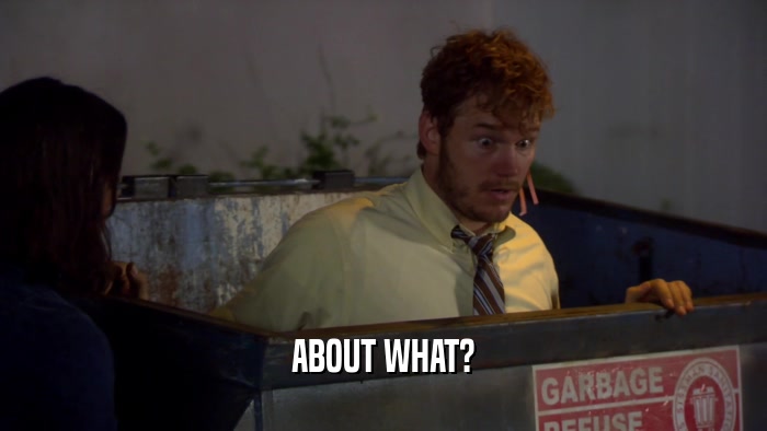 ABOUT WHAT?  