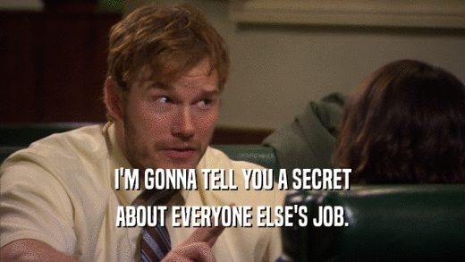 I'M GONNA TELL YOU A SECRET ABOUT EVERYONE ELSE'S JOB. 