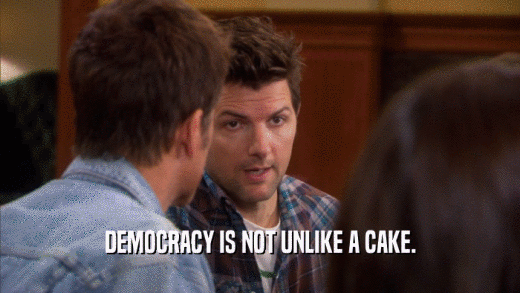 DEMOCRACY IS NOT UNLIKE A CAKE.  