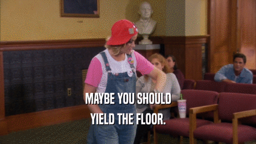 MAYBE YOU SHOULD YIELD THE FLOOR. 
