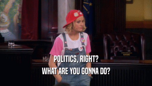 POLITICS, RIGHT? WHAT ARE YOU GONNA DO? 