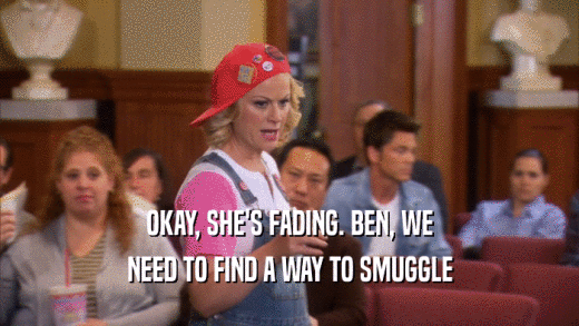 OKAY, SHE'S FADING. BEN, WE NEED TO FIND A WAY TO SMUGGLE 