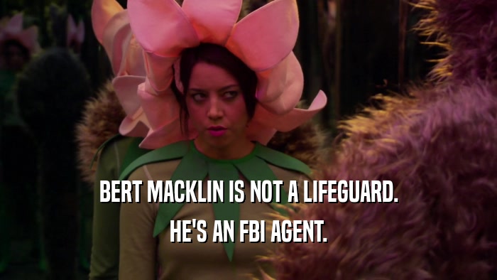 BERT MACKLIN IS NOT A LIFEGUARD. HE'S AN FBI AGENT. 