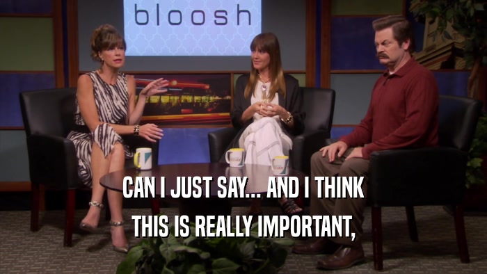 CAN I JUST SAY... AND I THINK THIS IS REALLY IMPORTANT, 