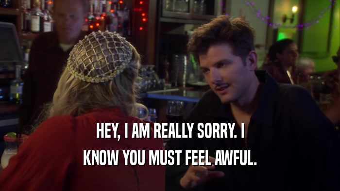 HEY, I AM REALLY SORRY. I KNOW YOU MUST FEEL AWFUL. 