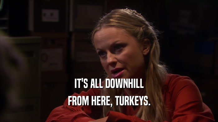 IT'S ALL DOWNHILL FROM HERE, TURKEYS. 