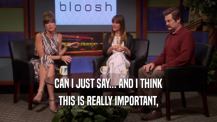 CAN I JUST SAY... AND I THINK THIS IS REALLY IMPORTANT, 