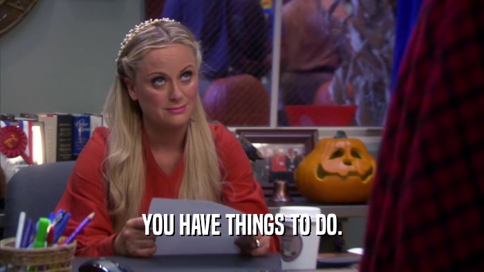 YOU HAVE THINGS TO DO.  