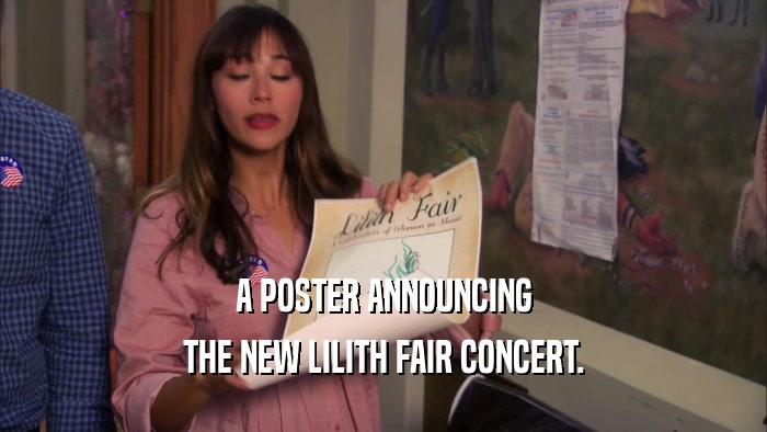 A POSTER ANNOUNCING THE NEW LILITH FAIR CONCERT. 